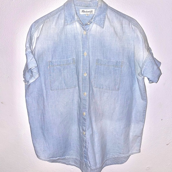 Light denim button down short sleeve - Picture 4 of 4